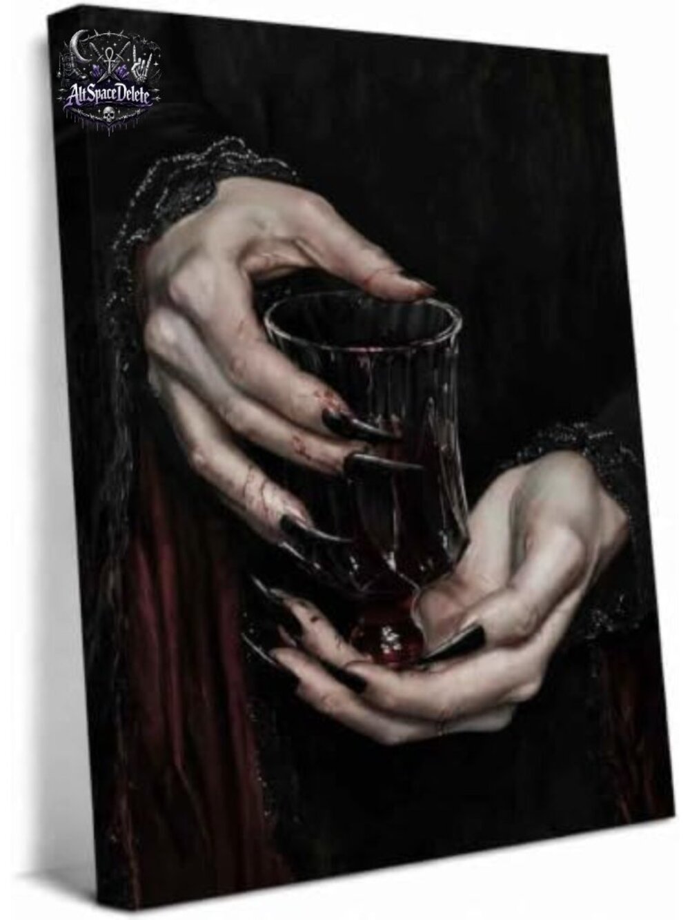 Gothic Canvas Wall Art Vampire Clawed Hands Dracula Print 12x16in Framed